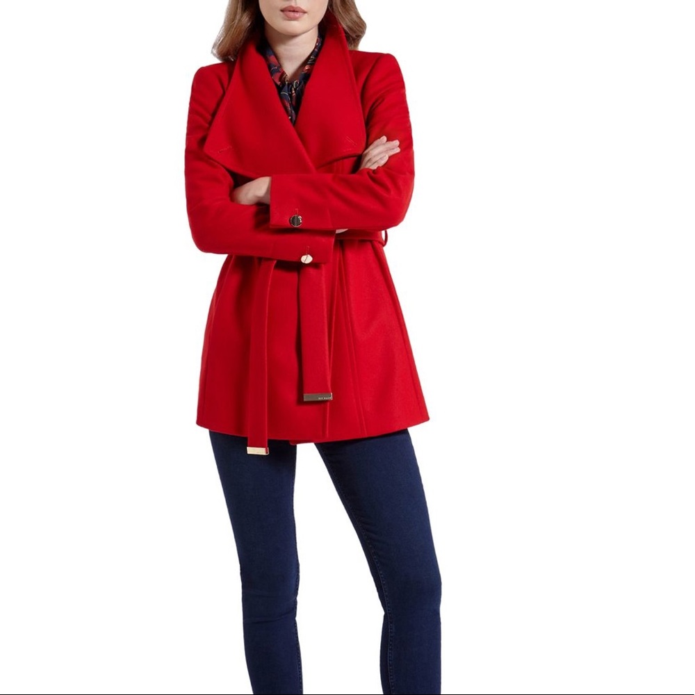 Stunning red Ted Baker wool trench coat